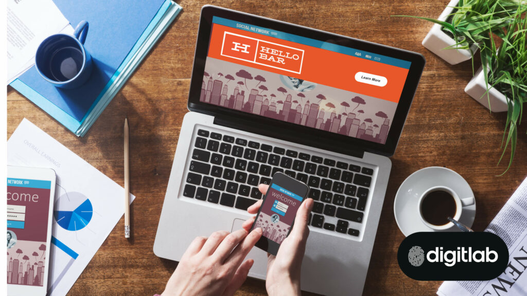 The Digital Toolkit: HelloBar - phone and laptop