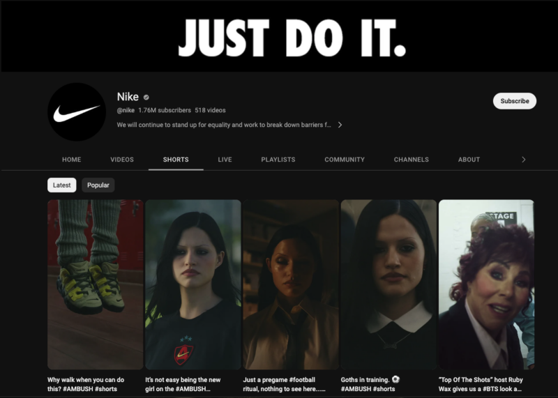 Nike YouTube Shorts Channel Nike YouTube Shorts Channel