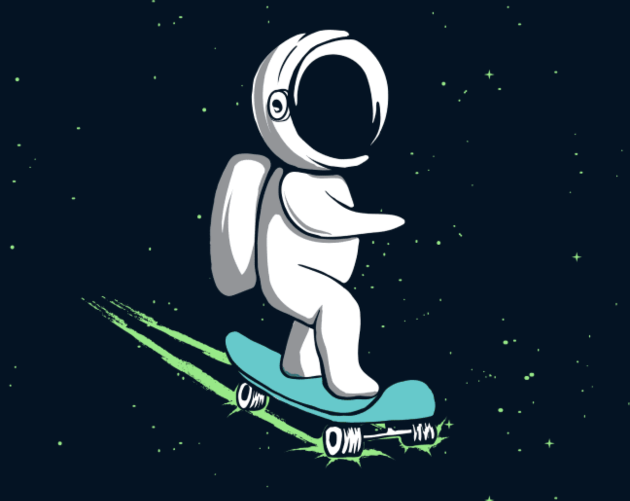 Astronaut skateboarding